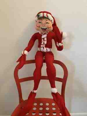 ANNALEE 30 INCH PEPPERMINT TWIST ELF DATED 2008 NEAR MINT