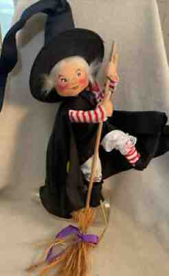 Vintage Annalee Tall Flying Witch On Broom 1990 Halloween