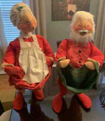 VTG Annalee Orig 1971 MR MRS SANTA CLAUS 28" MOBILITEE STANDING CHRISTMAS DOLLS