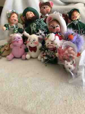 Big Lot Of 13 Annalee Mix Dolls With Tags Saint Patrick Christmas Bunny Duck