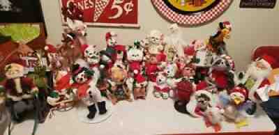 Lot of 27 Vintage Annalee Christmas Dolls 4" to 14"