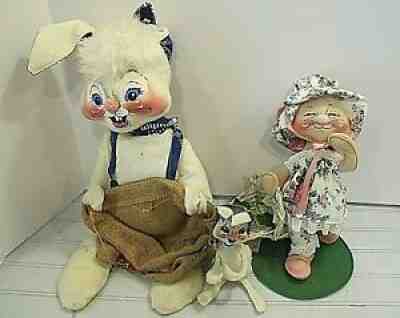 Vintage Annalee Easter Bunny Rabbits lot ~ easter bunny with egg sack, floral