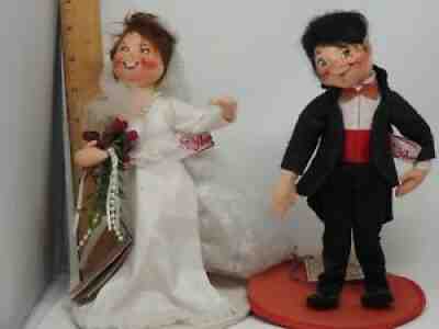 Annalee Wedding Bride and Groom Doll Set 10" 1997 Vintage Collectible