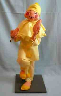 Annalee Mobilitee 1990 Large Pierrot Harlequin Clown doll #2971. 30â? W/ Stand