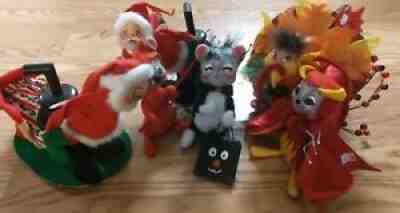 Vintage Annalee holiday mobilitee dolls 6 Christmas, Thanksgiving, Halloween VG!