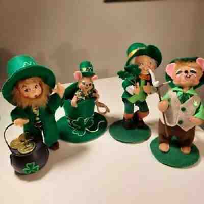 Annalee Leprechaun St. Patrick's Day Lot of 4 Shamrock Dolls