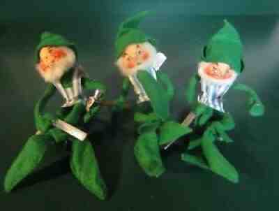 Vintage Annalee Christmas Elfs with tools Poseable bendable set of 3