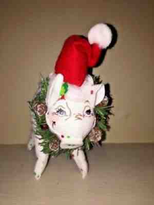 ANNALEE CHRISTMAS PIG Swine Hog 8" Toy Story Polka Dot Santa Claus RETIRED DOLL