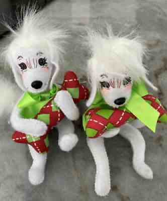 NEW WITH TAGS ANNALEE DOLLS 2014 CHEERY DOGGIE W/ CHRISTMAS BONE 6" #750814 Twin