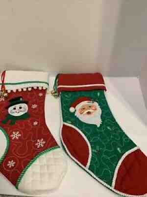 2 Annalee 18â? Christmas Stockings Santa & Snowman 75th Anniversary 2010