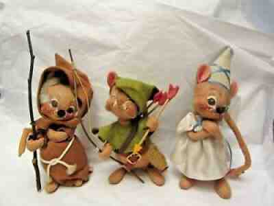 Set of 3 Annalee Dolls Robin Hood Friar Tuck & Maid Marion Mice 1990 USA w/ Tags