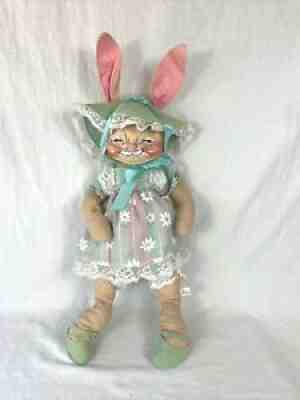 Vtg Annalee 87 Large 27" Movable Easter Bunny Rabbit Mobilitee Doll Distressed