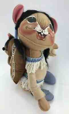 Annalee Mobilitee '87 Doll Indian Mouse w/ Papoose Baby 11" Thanksgiving