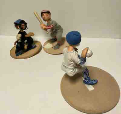 Annalee Baseball Dolls Catcher , Pitcher , Batter Trip Bundle