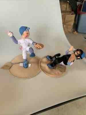 Vintage 1993 Annalee Doll Baseball 9â? Pitcher & 8â? Catcher Set W Tags #9944-9946