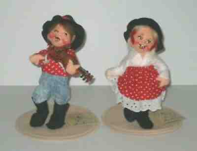 ANNALEE 7" Nashville Boy w Fiddle & Girl Square Dancing (2 Dolls) Tags USA '95
