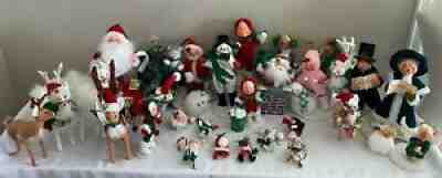 ANNALEE MOBILITEE CHRISTMAS DOLL LOT OF 31 ! SANTA CAROLERS REINDEER & MORE!