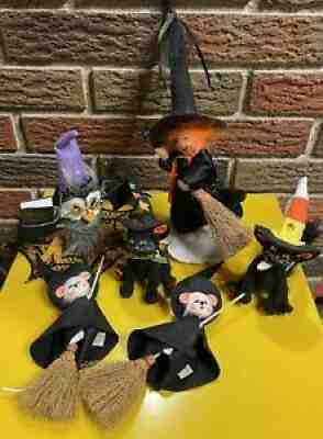 Annalee Halloween Lot Owl Wizard Black Cat Flying Witch Mouse Figures Decoration