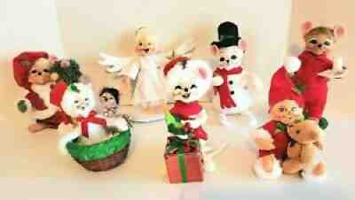 Annalee Christmas Plush Figure Set of 7 Lot Cat Snowman Angel 2015 2017 NICE!