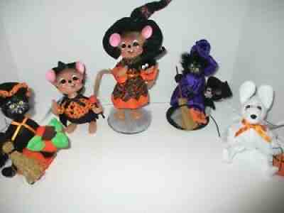 Annalee Halloween Lot of 5 Witch cats, Ghost pup, Boy mouse all NWT free Ship