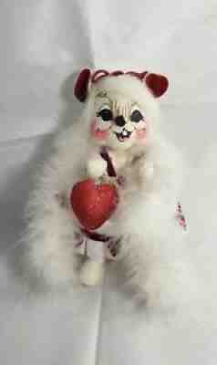 2006 Annalee Mouse Valentine's Day Heart Dress Purse Bow Red White Posable