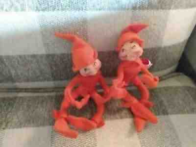 2 rare Annalee Halloween 1994/1995 8 inch Orange decrorative dolls nice