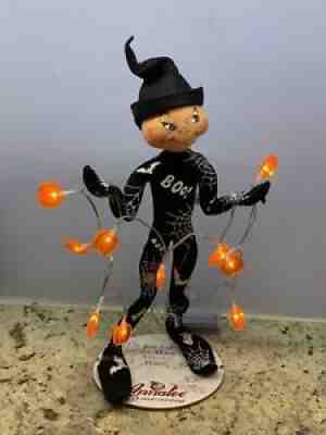 Annalee 14" Spider Web Halloween Elf with LED Pumpkin lights