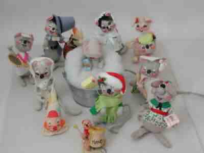 Lot of 12 Annalee Figures Hippo, Mice Tennis, Grad, Xmas, Trophy, Baby + More!