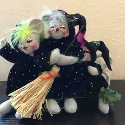 Rare Annalee Halloween Witch Mice Triple Trouble 2004 With Tag 7â? Bullfrog