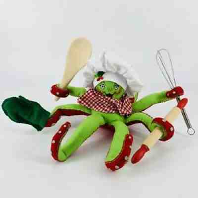 Annalee Mobiltee Figural Octopus Baking Christmas Felt Doll Stocking Cap 2013