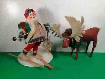 Annalee Christmas SET OF 2 VINTAGE SKIING SANTA & MOOSE 1994 2006