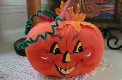 Annalee 2008 Felt Orange Pumpkin Happy Toothy Grin Jack'O Lantern Halloween