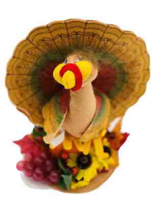 Annalee Felt Thanksgiving Harvest Turkey Pilgrim Doll Centerpiece Fall Decor 10