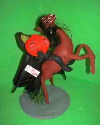 Annalee 1994 10 inch Halloween Headless Horseman Doll riding Horse with Pumpkin