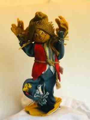Vintage Annalee Doll Halloween Fall Scarecrow 1976 8â? Straw Hat Handpainted