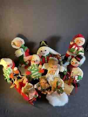 Lot Of 10 Annalee Dolls- Holiday- Mr&Mrs Claus, Angels, Mice, Bunny 1985-2003