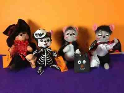 SET OF 4 Annalee Halloween 2005 2006 TRICK OR TREAT MICE WITH MASKS Mouse