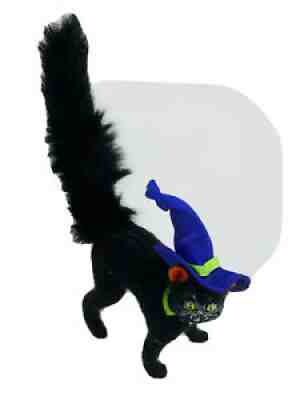 Annalee 75th Anniversary Black Scaredy Cat 2010 Halloween Witch Hat Yellow eyes