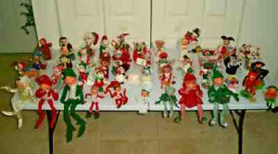 Vintage AnnaLee Doll Lot of 45 Christmas Easter New Years Dolls Elf Santa Mice
