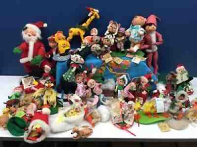 VTG & Modern LOT 38 Annalee Xmas Holiday Felt Doll Figures Santa Elves Duck Used