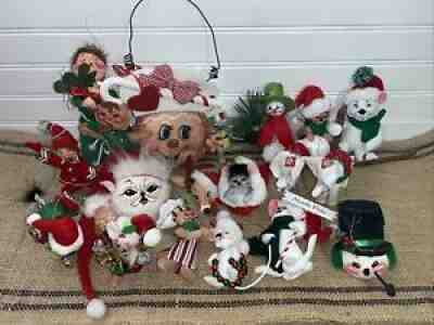 HUGE LOT OF 19 ANNALEE CHRISTMAS ORNAMENTS 1991-2017 (6C)