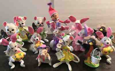 Rare Lot 14 NWT Annalee Spring Pig Elf Robin Mouse Dog Puppy Bunny Easter Dolls
