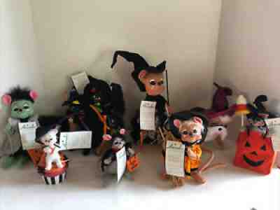 8 Annalee ~ Halloween ~ Mouse Black Cat Frankenstein Which Bulldog Dog NWT