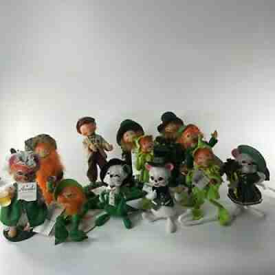Annalee Leprechaun St. Patrick's Day Lot of 12 Shamrock Dolls Holiday Rare