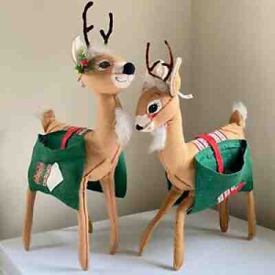 SET 1965 1978 Vintage Annalee Mobilitee Reindeer Christmas Saddlebag 20â? 23â?Â 