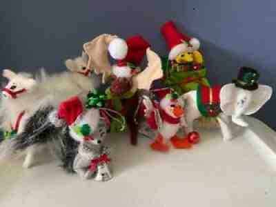 Annalee Lot of 7 Animal Christmas Ornaments Elephant Moose Llama + NEVER USED