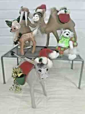 ANNALEE CHRISTMAS LOT OF 5 ANIMALS CAMEL WALRUS DONKEY DOG DEER (6F)