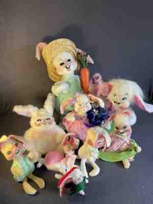Lot Of 9 Annalee Dolls- Bunnies!! Most China 2003. Some Damage