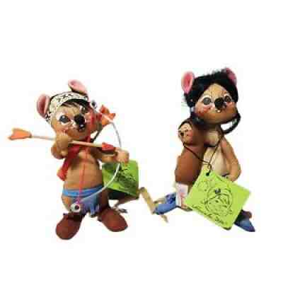 Annalee Dolls Native American Indians Mice Boy & Girl Papoose 1987 Original Tags