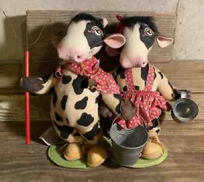 Annalee Dolls Howie Holstein & Hanna Holstein Black & White Cow 2 Piece Set